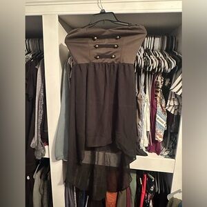 Body Central Black and Green Strapless Sundress